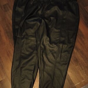 Black Faux Leather Avenue pants